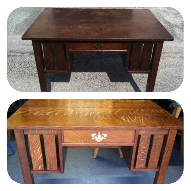 refinished tiger wood desk